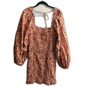 Women's Free People Smock It To Me Mini Ruffled Smocked Bodycon Dress Size L